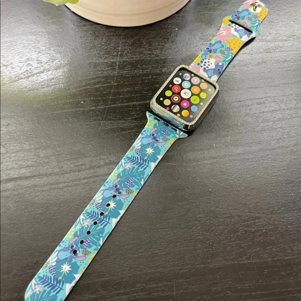 Cute Silicone Watchband Tropical Stitch Design for Apple Watch Any Series
